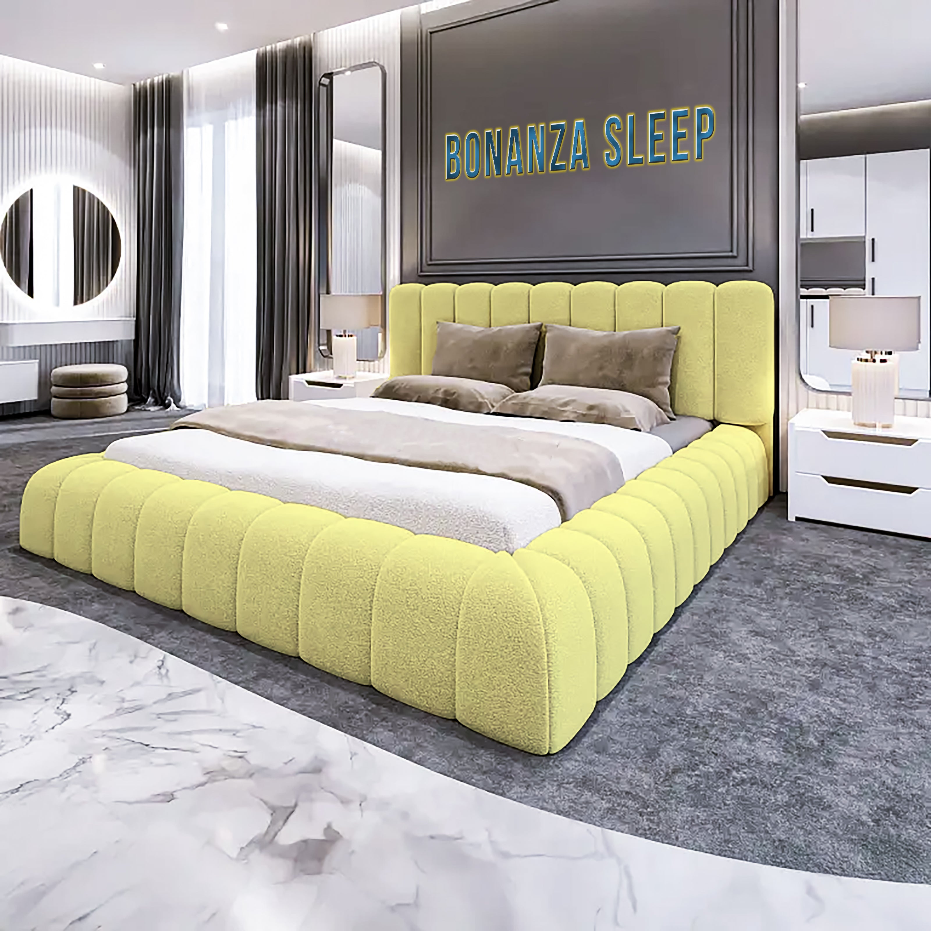 Cream Double Bed Frame