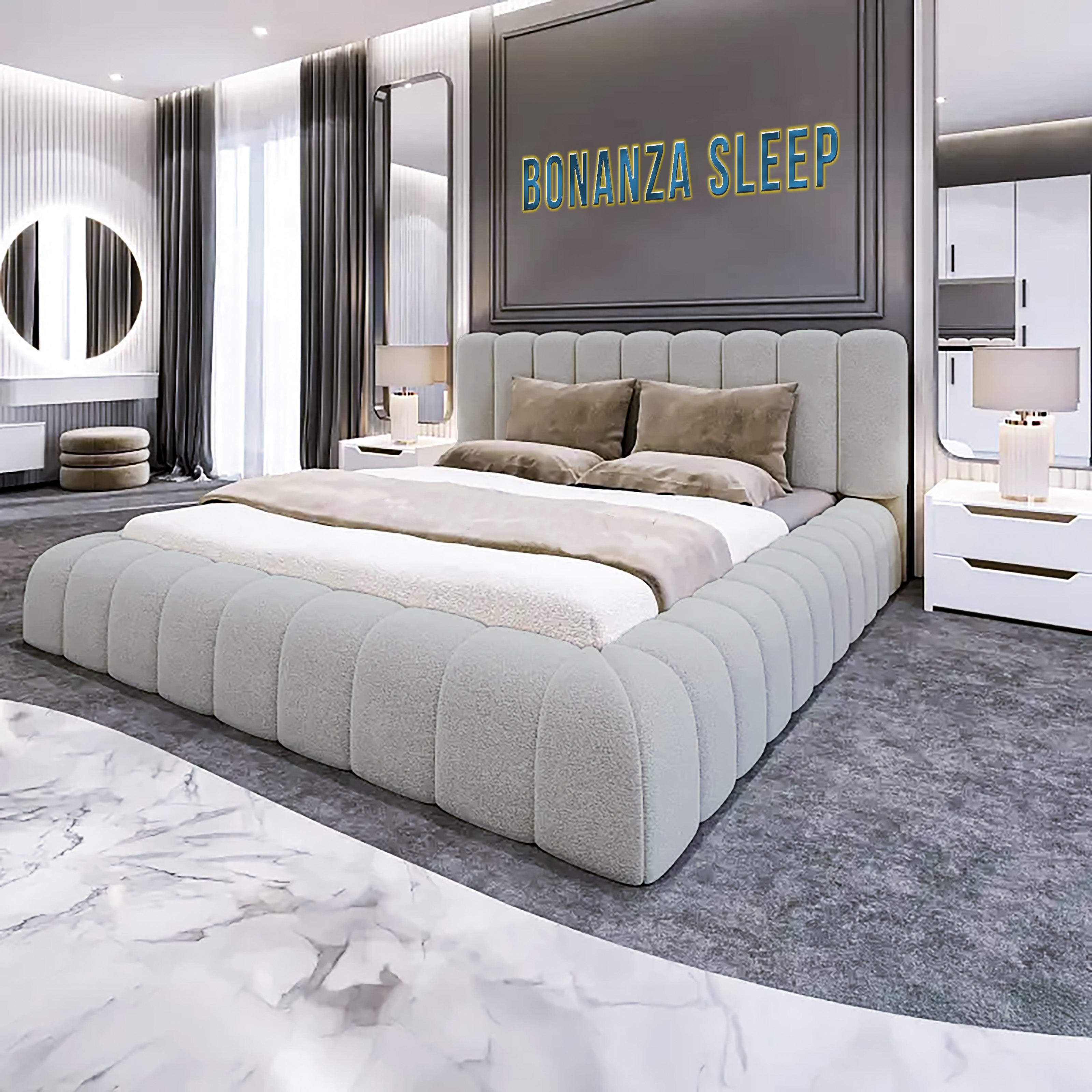 Cream Double Bed Frame