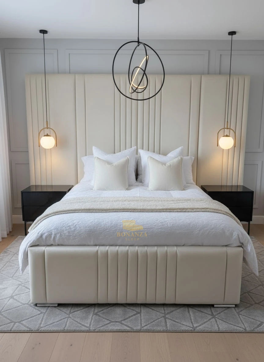 Sophie Multi Lines Bed Frame | Optional Storage Available