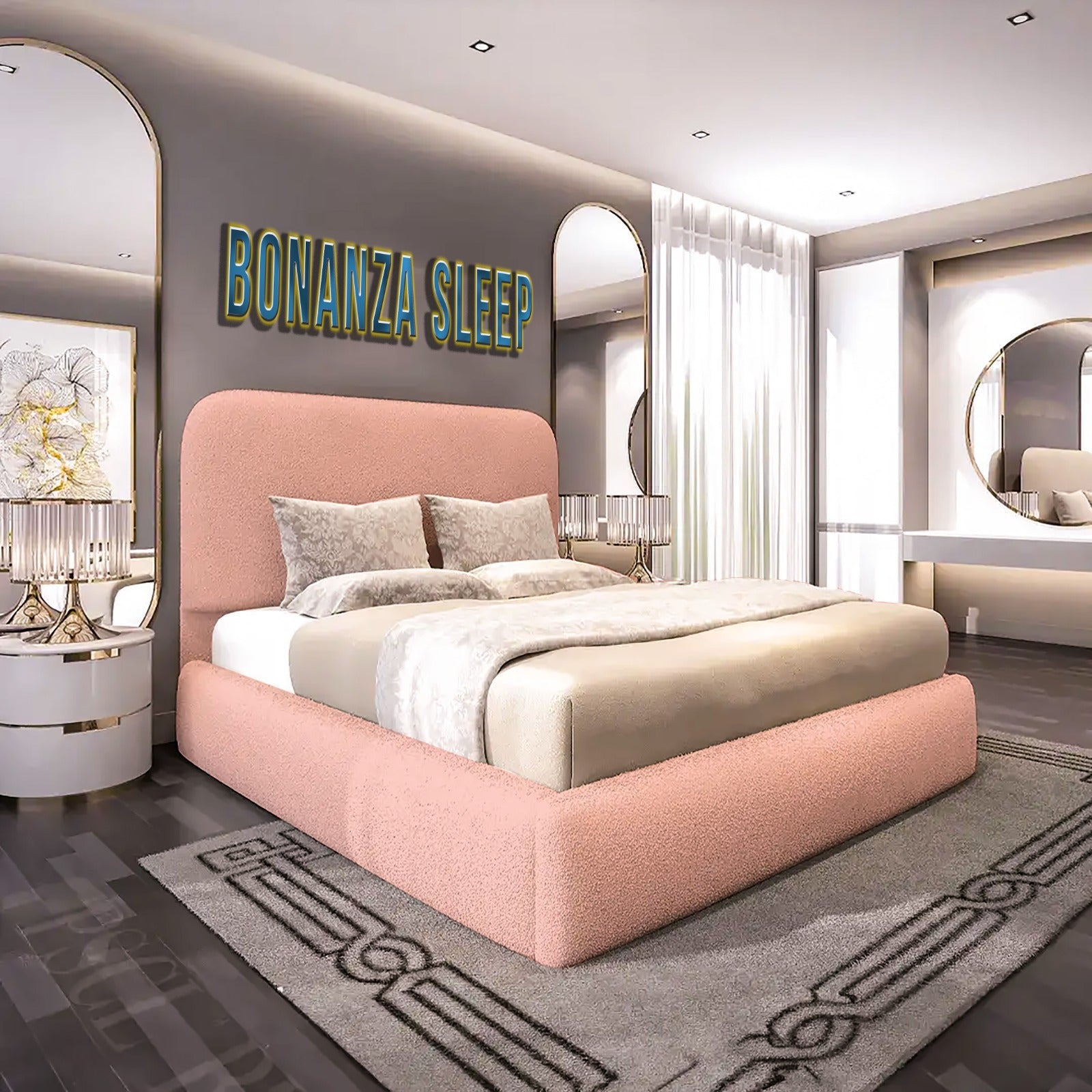 Bouclé bed with optional storage