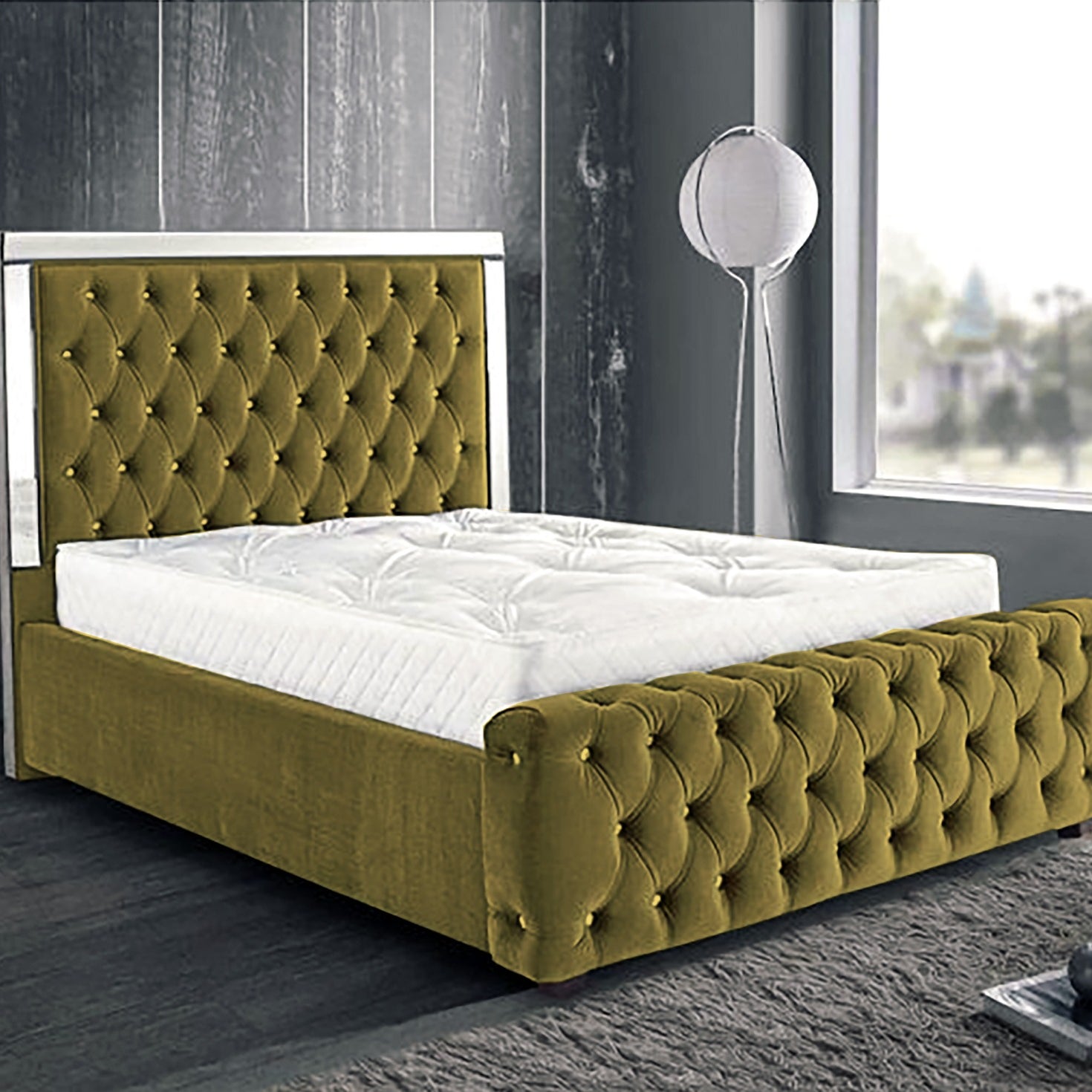 chesterfield mirror bed with headboard