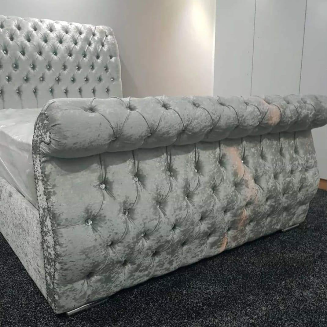 Swan Luxury Button Studded Bed Frame - Bonanza Sleep