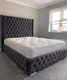 Dark Grey Wingback Bed
