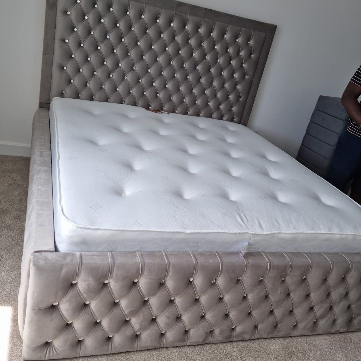 Upholstery Bed with Button Diamonds