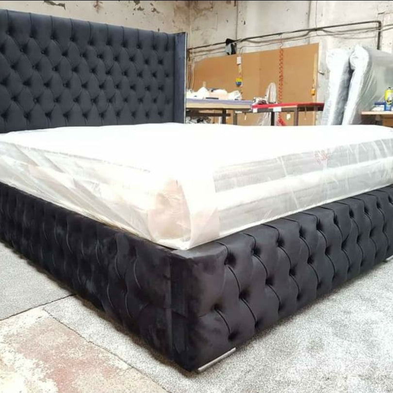Black WIngback Bed