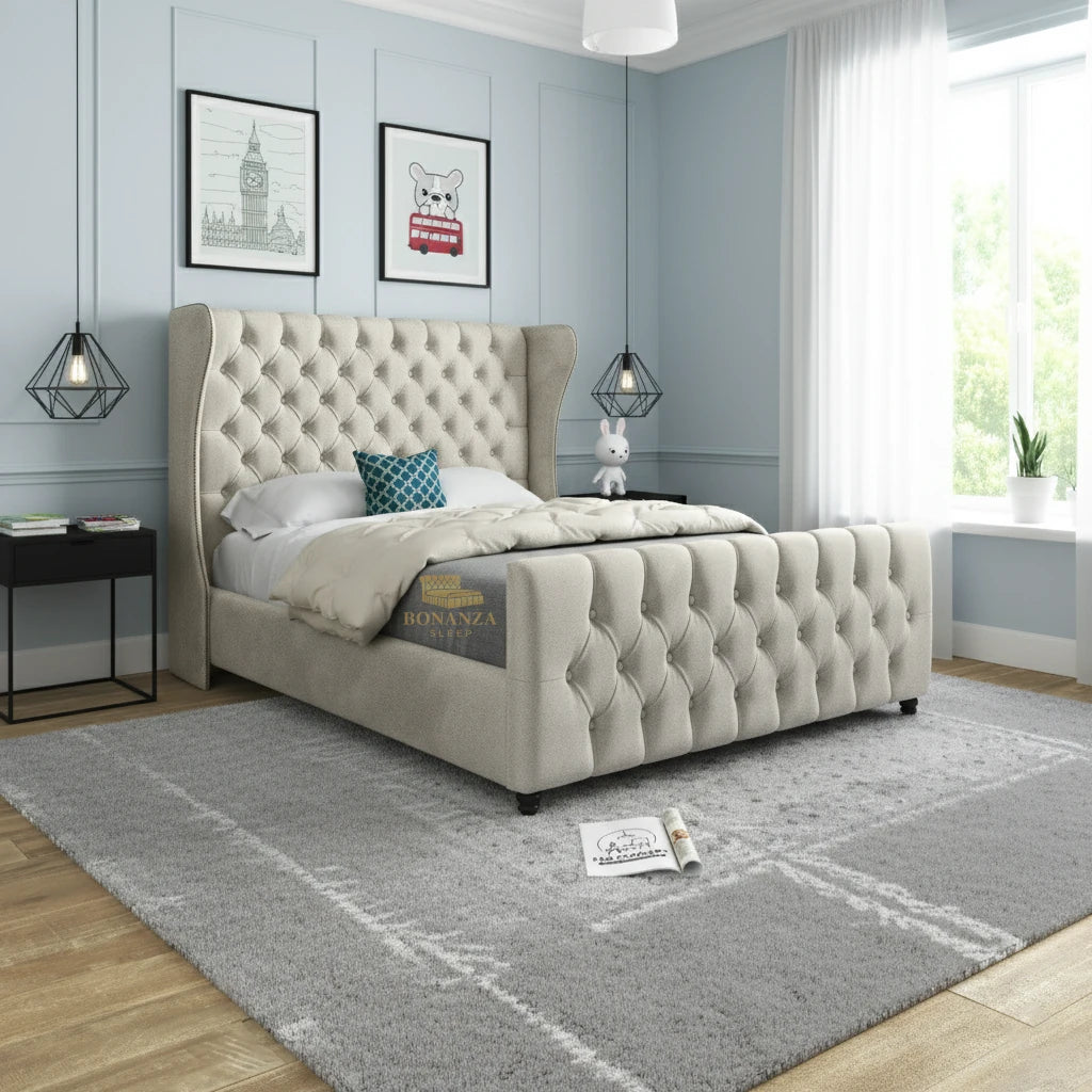 Alvin Wingback Chestefield  Bed Frame | Different Storage Option Available