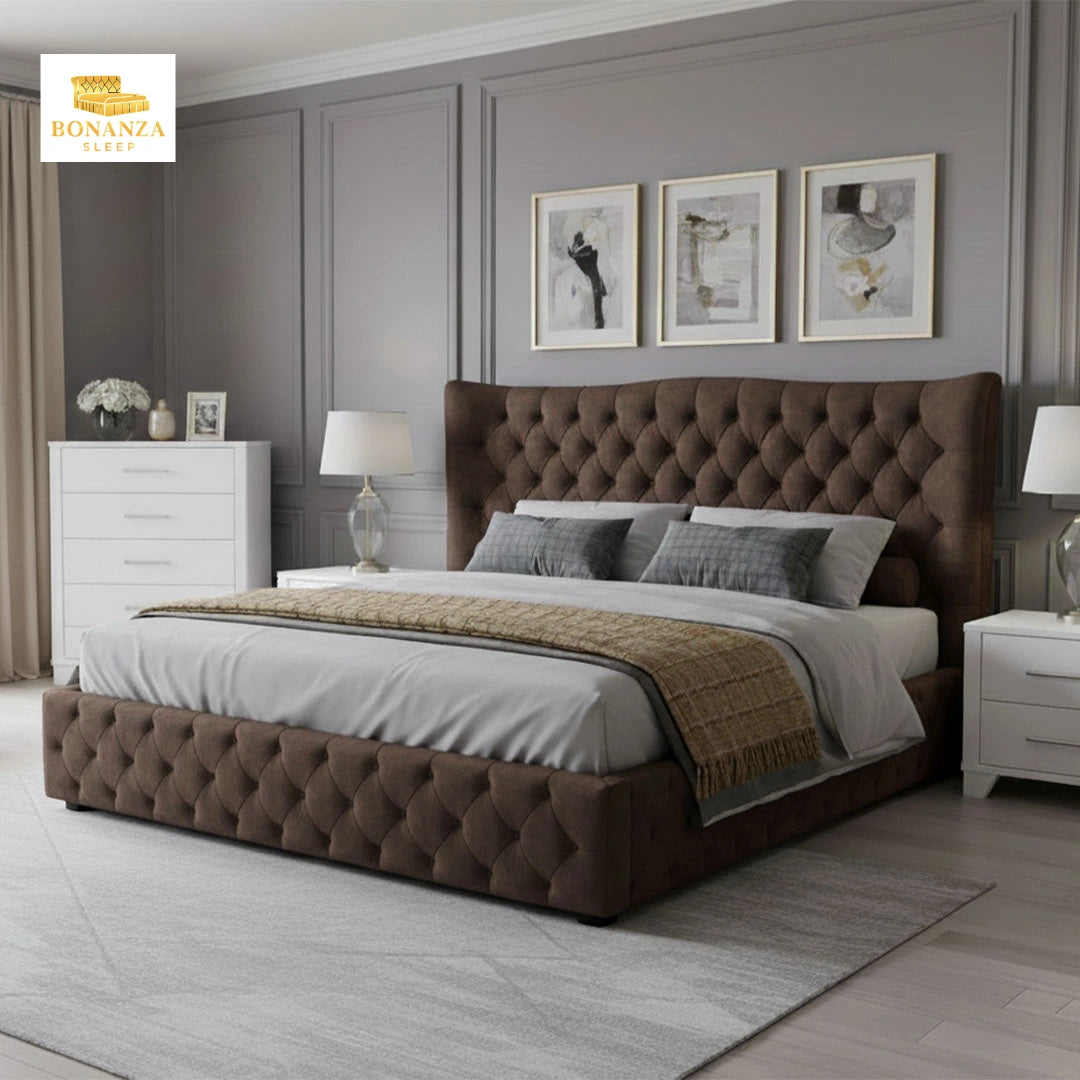 Rehan Chesterfield Wingback Bed