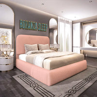 Bouclé bed with optional storage