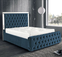 Blue Chesterfield Mirror Bed