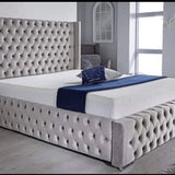 Light Grey Wingback Bed
