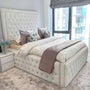 Alaina Border Upholstery Bed with Button Diamonds