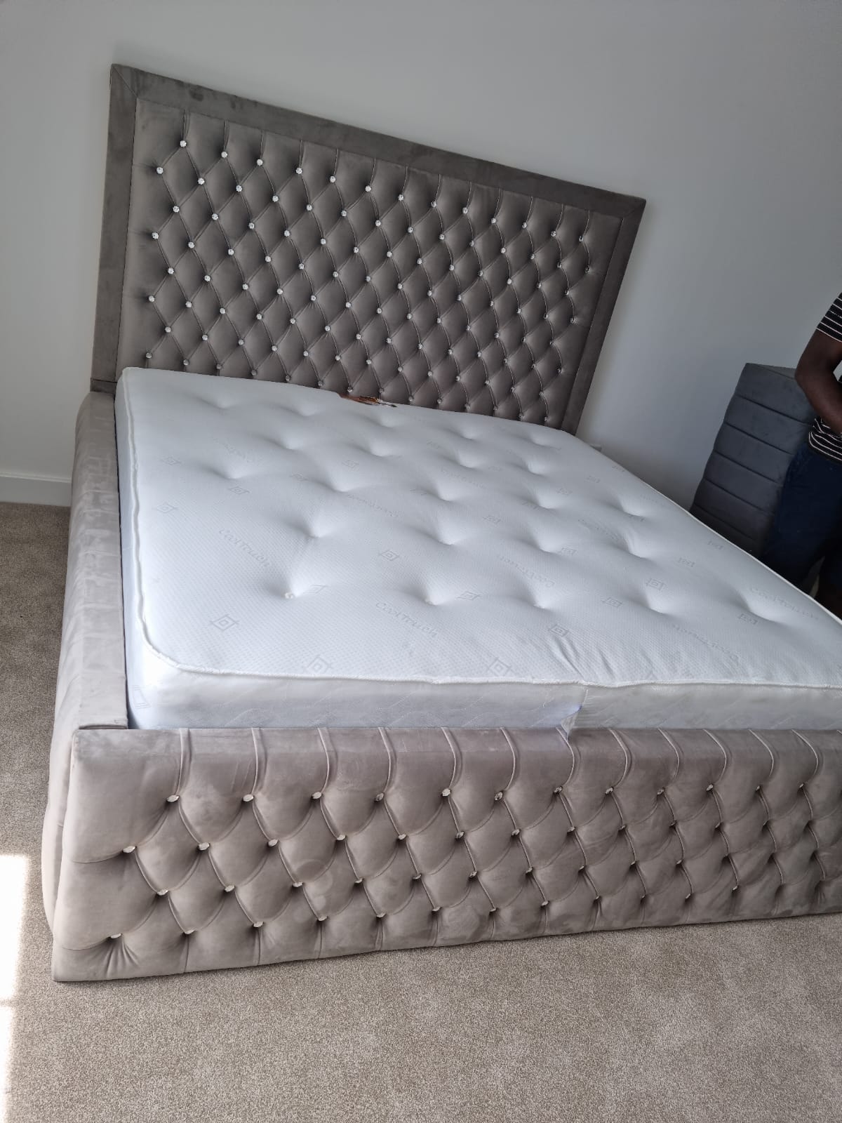 Upholstery Bed with Button Diamonds