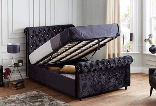 Black Sleigh Chesterfield Bed For Just £299.99