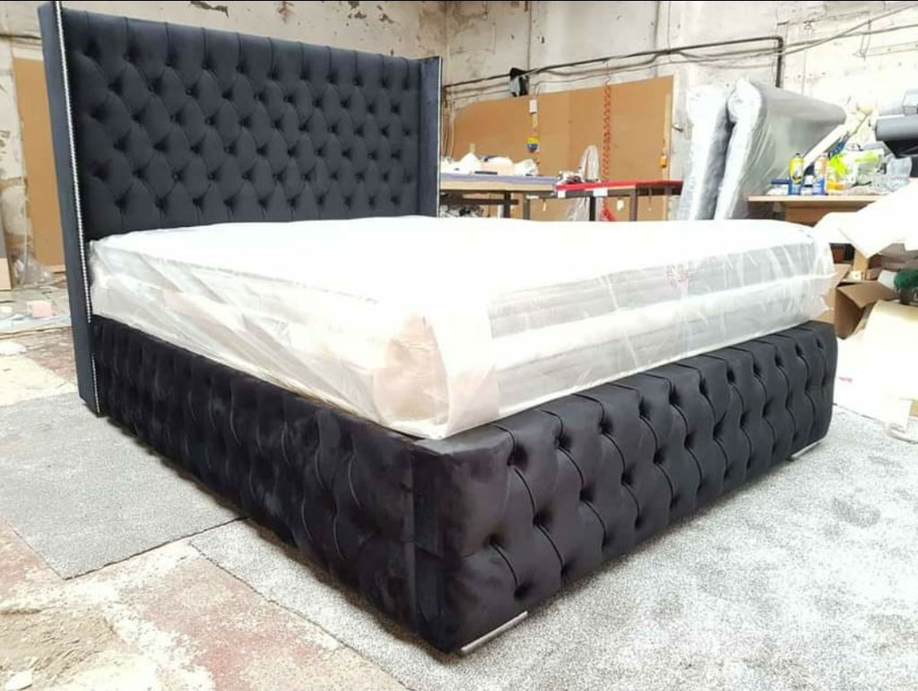 Black WIngback Bed