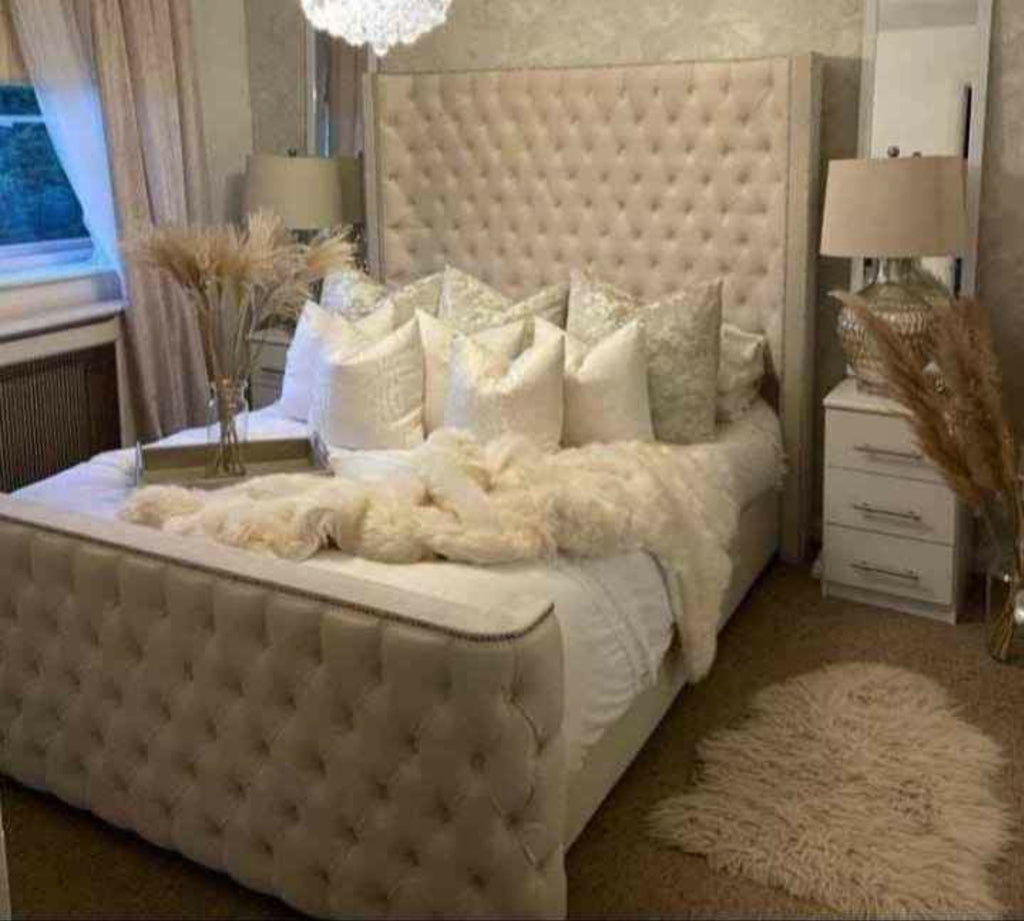 Wingback Bed with Cushions decor